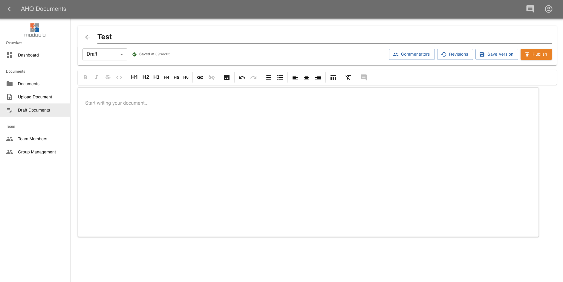 AHQ Documents - Document Editor